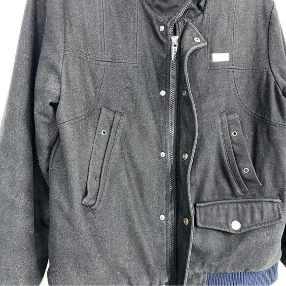 Coogi Vintage Black/ Dark Gray Wool Blend Bomber Jacket - Picture 6 of 16